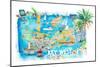 Key West Florida Illustrated Travel Map with Roads and Highlights-M. Bleichner-Mounted Premium Giclee Print