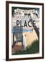 Key West, Florida is My Happy Place - Adirondack Chairs and Sunset - Florida-Lantern Press-Framed Art Print