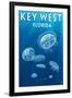 Key West, Florida - Jellyfish-Lantern Press-Framed Art Print