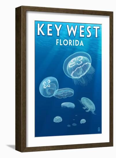 Key West, Florida - Jellyfish-Lantern Press-Framed Art Print