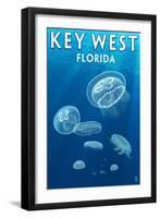 Key West, Florida - Jellyfish-Lantern Press-Framed Art Print