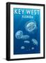 Key West, Florida - Jellyfish-Lantern Press-Framed Art Print