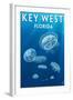 Key West, Florida - Jellyfish-Lantern Press-Framed Art Print