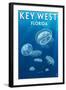 Key West, Florida - Jellyfish-Lantern Press-Framed Art Print