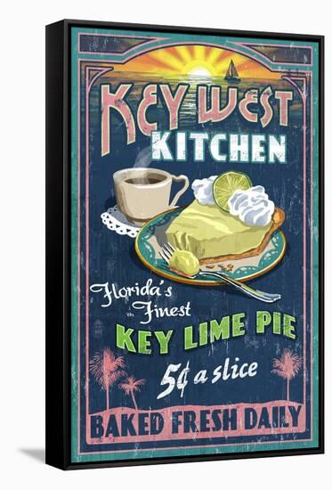 Key West, Florida - Key Lime Pie-Lantern Press-Framed Stretched Canvas