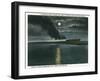 Key West, Florida - Key West Extension Train at Night-Lantern Press-Framed Art Print