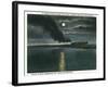 Key West, Florida - Key West Extension Train at Night-Lantern Press-Framed Art Print