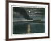 Key West, Florida - Key West Extension Train at Night-Lantern Press-Framed Art Print