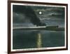 Key West, Florida - Key West Extension Train at Night-Lantern Press-Framed Art Print