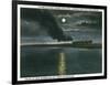 Key West, Florida - Key West Extension Train at Night-Lantern Press-Framed Art Print