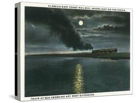 Key West, Florida - Key West Extension Train at Night-Lantern Press-Stretched Canvas