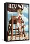 Key West, Florida - Lifeguard Pinup Girl-Lantern Press-Framed Stretched Canvas