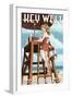 Key West, Florida - Lifeguard Pinup Girl-Lantern Press-Framed Art Print