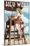 Key West, Florida - Lifeguard Pinup Girl-Lantern Press-Mounted Art Print