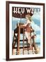 Key West, Florida - Lifeguard Pinup Girl-Lantern Press-Framed Art Print