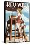 Key West, Florida - Lifeguard Pinup Girl-Lantern Press-Framed Stretched Canvas