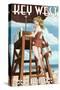 Key West, Florida - Lifeguard Pinup Girl-Lantern Press-Stretched Canvas