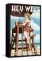 Key West, Florida - Lifeguard Pinup Girl-Lantern Press-Framed Stretched Canvas