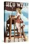 Key West, Florida - Lifeguard Pinup Girl-Lantern Press-Stretched Canvas