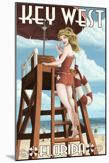 Key West, Florida - Lifeguard Pinup Girl-Lantern Press-Mounted Art Print