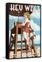 Key West, Florida - Lifeguard Pinup Girl-Lantern Press-Framed Stretched Canvas