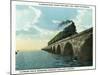 Key West, Florida - Long Key Viaduct Train Crossing Scene-Lantern Press-Mounted Art Print