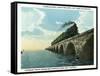 Key West, Florida - Long Key Viaduct Train Crossing Scene-Lantern Press-Framed Stretched Canvas