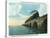 Key West, Florida - Long Key Viaduct Train Crossing Scene-Lantern Press-Stretched Canvas