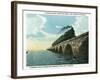 Key West, Florida - Long Key Viaduct Train Crossing Scene-Lantern Press-Framed Art Print