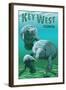 Key West, Florida - Manatees-Lantern Press-Framed Art Print