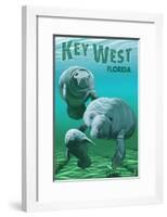 Key West, Florida - Manatees-Lantern Press-Framed Art Print