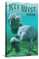 Key West, Florida - Manatees-Lantern Press-Stretched Canvas