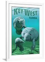 Key West, Florida - Manatees-Lantern Press-Framed Art Print