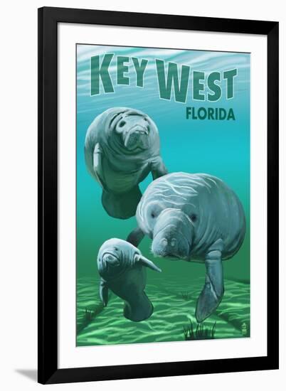 Key West, Florida - Manatees-Lantern Press-Framed Art Print