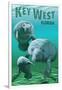 Key West, Florida - Manatees-Lantern Press-Framed Premium Giclee Print