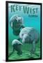 Key West, Florida - Manatees-Lantern Press-Framed Premium Giclee Print