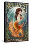 Key West, Florida - Mermaid-Lantern Press-Stretched Canvas