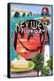 Key West, Florida - Montage-Lantern Press-Framed Stretched Canvas