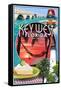 Key West, Florida - Montage-Lantern Press-Framed Stretched Canvas