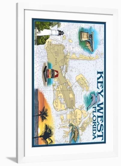 Key West, Florida - Nautical Chart-Lantern Press-Framed Art Print