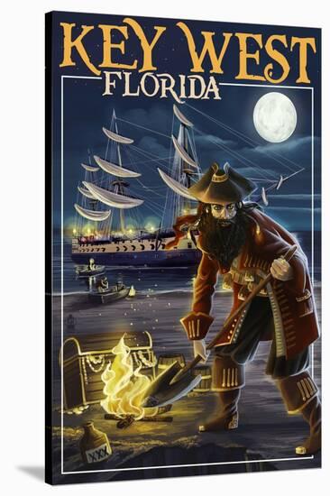 Key West, Florida - Pirate and Treasure-Lantern Press-Stretched Canvas
