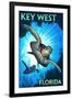 Key West, Florida - Sea Turtle Diving-Lantern Press-Framed Art Print