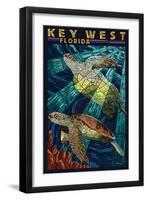 Key West, Florida - Sea Turtle Mosaic-Lantern Press-Framed Art Print