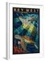 Key West, Florida - Sea Turtle Mosaic-Lantern Press-Framed Art Print