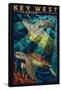 Key West, Florida - Sea Turtle Mosaic-Lantern Press-Framed Stretched Canvas