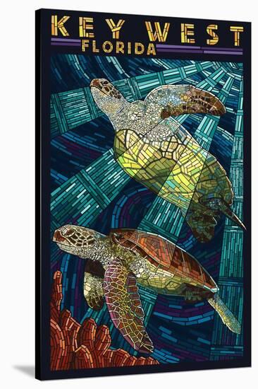 Key West, Florida - Sea Turtle Mosaic-Lantern Press-Stretched Canvas