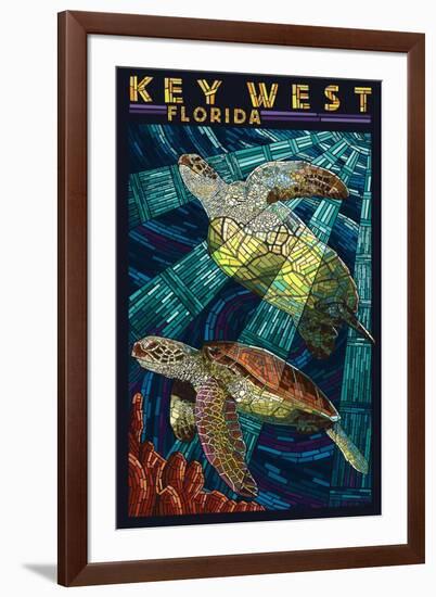 Key West, Florida - Sea Turtle Mosaic-Lantern Press-Framed Art Print