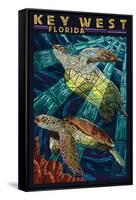 Key West, Florida - Sea Turtle Mosaic-Lantern Press-Framed Stretched Canvas