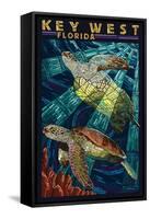 Key West, Florida - Sea Turtle Mosaic-Lantern Press-Framed Stretched Canvas