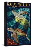 Key West, Florida - Sea Turtle Mosaic-Lantern Press-Stretched Canvas